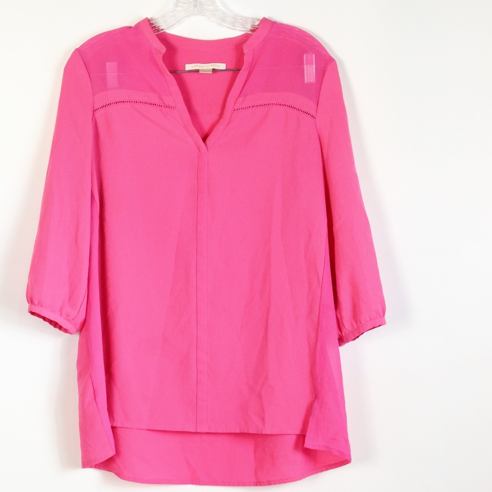 Cooper and Ella Pink V Neck Blouse Size Medium